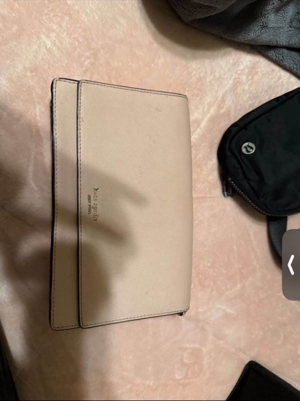 kate spade blush pink saffiano leather crossbody clutch